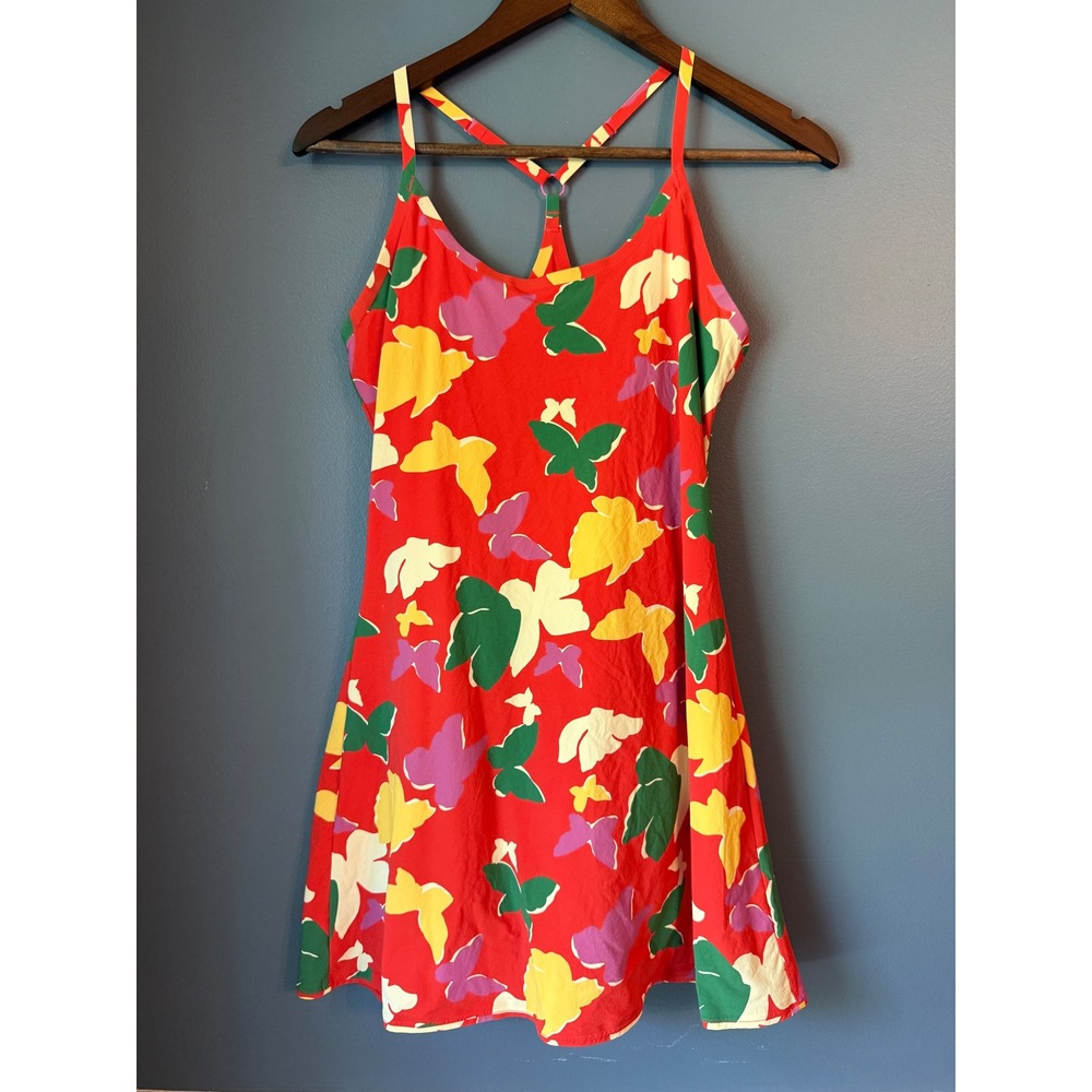 Outdoor Voices Red Butterfly Print Exercise Dress Small Activewear Racerback